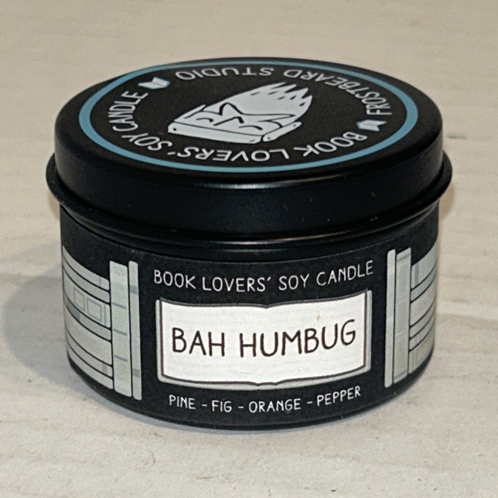 Frostbeard Studios Book Candle "Bah Humbug" Christmas Carol Pine‎ Pepper New A2